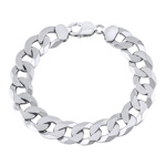 Stříbrný masivní pánský náramek CURB Pancer 12 mm - rhodiovaný