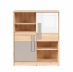 Regál NAMEK, REG2D, buk iconic/bílý lesk/šedá