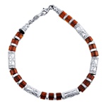 Stříbrný pánský náramek Ragnar s pravými jantary