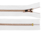 Kovový zip No 5 délka 10 cm (jeansový), barva bílá zlatá