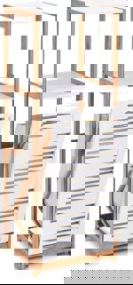 Regál s košem na prádlo, bambus/MDF, bílý 18867