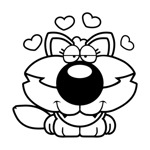 Samolepka kočka srdíčka na auto a motorku, tuning nálepka (2551)