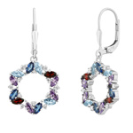 Stříbrné visací náušnice Fillory s mixem přírodních kamenů a Brilliance Zirconia