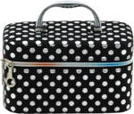 Kufřík dětský kosmetický stříbrný puntík vel. S se zrcátkem na zip černý