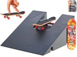 Skateboard prstový 9,5cm kov s rampou na kartě  fingerboard