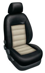 Automega Autopotahy Škoda Superb II, limuzina, AUTHENTIC LEATHER, černobéžové