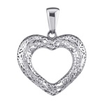 Zlatý přívěsek Anfisa s broušeným srdcem z bílého zlata