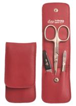 Erbe Solingen Cestovní manikúra v koženém pouzdře 9014 červená - nůžky Solingen