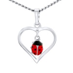 Stříbrný přívěsek - srdce a beruška