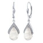 Stříbrné náušnice Devecia s pravým měsíčním kamenem a Brilliance Zirconia