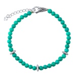 Zelený náramek Milly se stříbrnými korálky a přírodním Tyrkysem