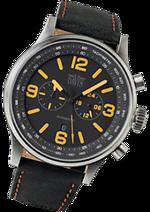 Pánské hodinky Aviamatic Sub – barevná kombinace broušená nerez ocel / černý ciferník / černý řemínek
