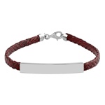 Kožený pletený náramek Closer ve vínové barvě se stříbrnými doplňky