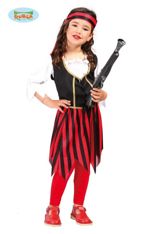 Dětský kostým pirátka,  černo-červený, 10 - 12 let