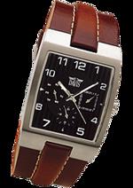 Pánské hodiny All Around – barevná kombinace nerez ocel / černý ciferník / hnědý řemínek