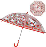 Deštník dětský Hello Kitty červený průhledný 68x85cm automatický