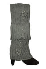 Pletené návleky na kozačky s kamínky šedá