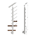 Zábradlí na schody - sloupek s bočním kotvení, 6 prutů vnějších, EB1-BHP6-2