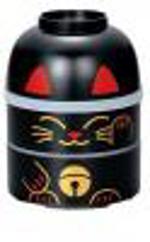 Hakoya Japonský jídlonosič Bento Maneki Neko černý, 850 ml