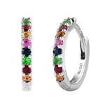 Zlaté naušnice kruhy Aira z bílého zlata s různými barevnými drahokami 11mm