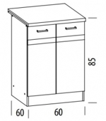 Skříňka ELIZA, EZ14/D60, spodní  barevné provedení rijeka světlá