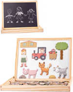 WOODY DŘEVO Tabulka magnetická se zvířátky oboustranná s křídami a fixem