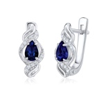 Luxusní stříbrné náušnice HARPER se syntetickým Safírem