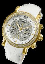 Dámské hodinky Glossy – barevná kombinace pozlacená nerez ocel / bílý ciferník / bílý řemínek