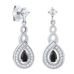 Luxusní stříbrné náušnice s černým kamenem