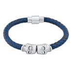 Kožený náramek lebky Cranium z chirurgické oceli