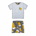 Pyžamo pánske Lonka Koffing krátky rukáv Pivo - sivé, 3XL