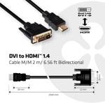 club3D DVI / HDMI kabelový adaptér DVI-D 24 plus 1pol. Zástrčka, Zástrčka HDMI-A 2.00 m černá CAC-1210 samozhášecí DVI kabel