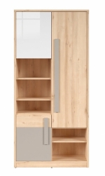 Regál NAMEK, REG3D, buk iconic/bílý lesk/šedá