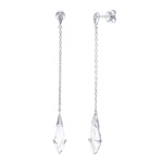 Stříbrné visací řetízkové náušnice Channa s čirým kamenem a Brilliance Zirconia
