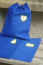 CEDR Sáček na obuv školní 33x27,5 cm s výšivkou (Modrý sáček s výšivkou)