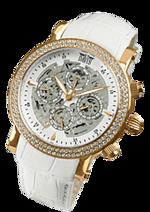 Dámské hodinky Glossy – barevná kombinace pozlacená nerez ocel / bílý ciferník / bílý řemínek