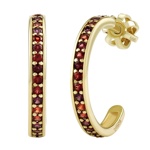 Zlaté náušnice kruhy Ada ze žlutého zlata s přírodními granáty