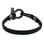 Černý kožený náramek Denver se zapínáním z chirurgické oceli