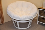 Ratanový papasan 115 cm bílý - polstr bílý SLEVA 7 %  | RYCHLÉ DODÁNÍ
