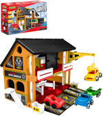 WADER Autoservis 2 patra s výtahem herní set se 3 auty a doplňky plast