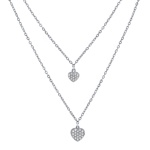 Dvojitý stříbrný náhrdelník s přívěsky srdce s Brilliance Zirconia