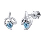 Stříbrné náušnice lístky Yolla se světle modrými Brilliance Zirconia
