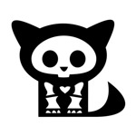 Samolepka kočka kostlivka na auto a motorku, tuning nálepka (1631)