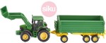 SIKU Farmer traktor John Deere 1:87 s čelním nakladačem a přívěsem model 1843