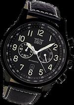 Pánské hodinky Aviamatic – barevná kombinace černěná nerez ocel / černý ciferník / černý řemínek