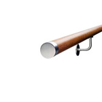 Dřevěné madlo na schodiště s nerezovými koncovkami 1,5m, EDB-M150-N