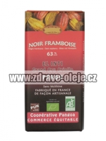 Hořká čokoláda s malinami BIO 63% kakaa 100g Salute Livi