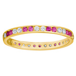 Zlatý prsten Mariane ze žlutého zlata s čirými a růžovými Brilliance Zirconia