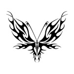 Samolepka motýl s plameny na auto a motorku, tuning nálepka (3473)