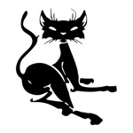 Samolepka rozvalená kočka na auto a motorku, tuning nálepka (5540)